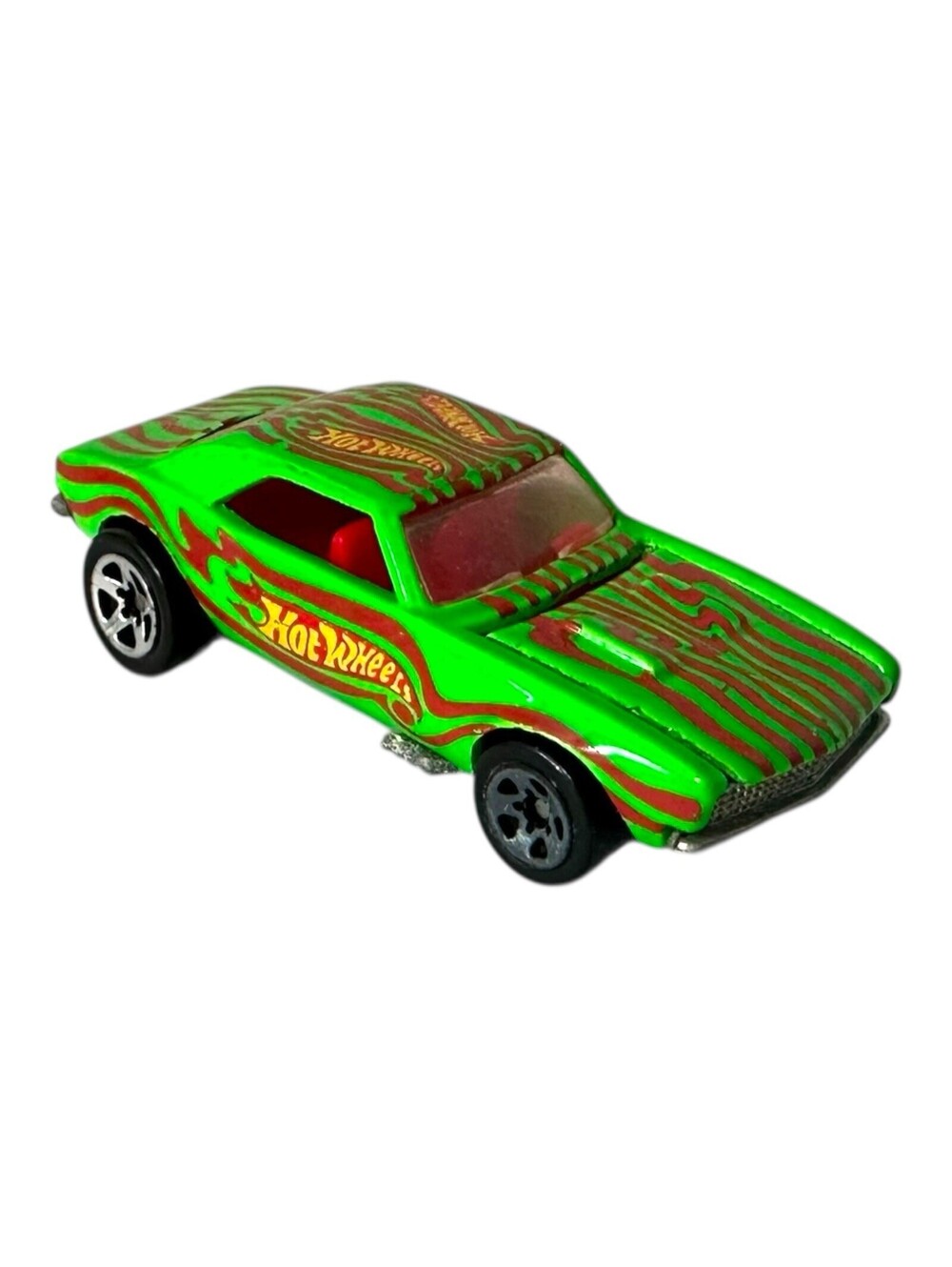 Vintage Hot Wheels 1967 Chevy Camaro Open Hood Green Red Flame 1:64 1982 Loose